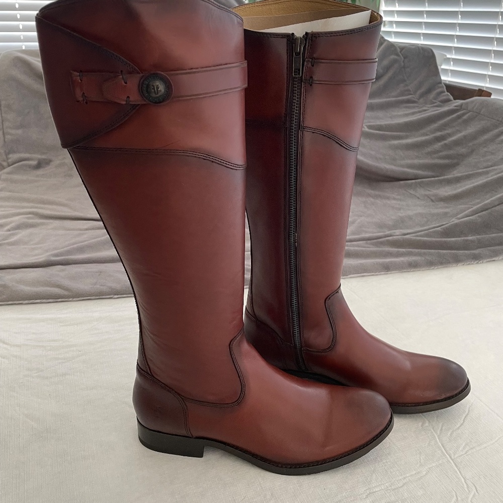 NIB Frye Molly Button Tall Boots REDWOOD 7M NIB